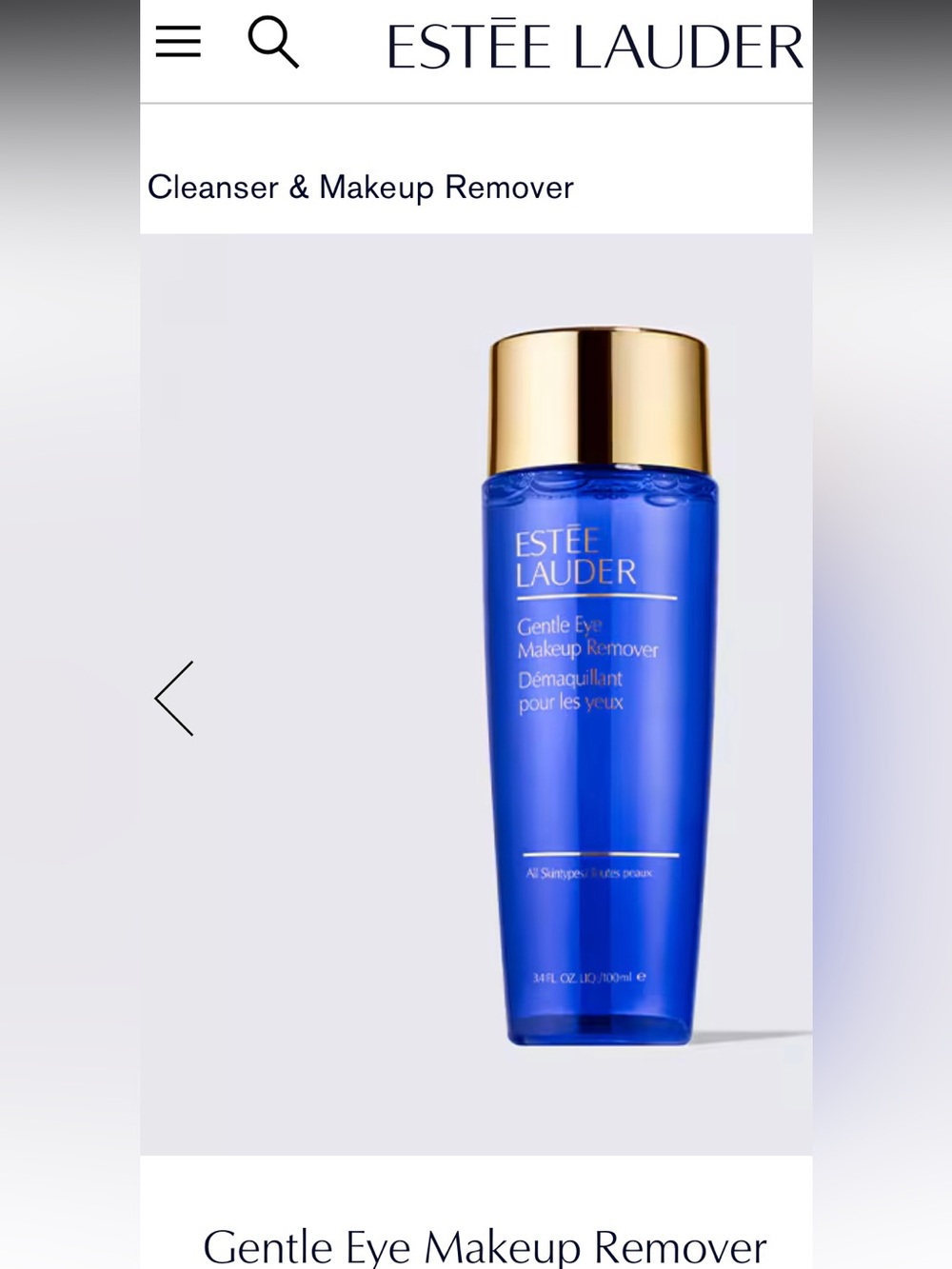 Estee Lauder Gentle Eye Makeup Remover - Blue with Gold Cap 50ML